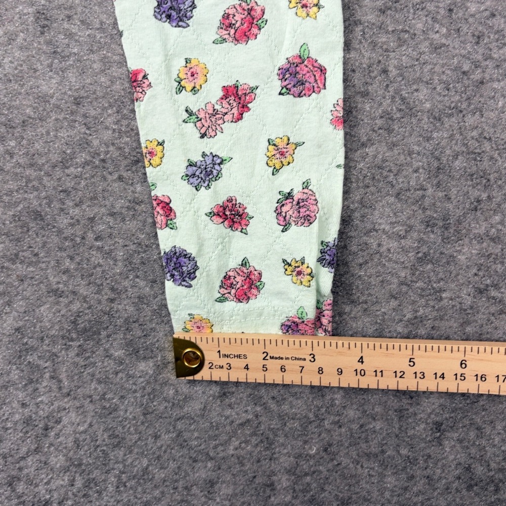 Flapdoodles Floral Leggings Girls Size 8 Vintage 90s Pointelle Quilted Mint - Picture 12 of 13